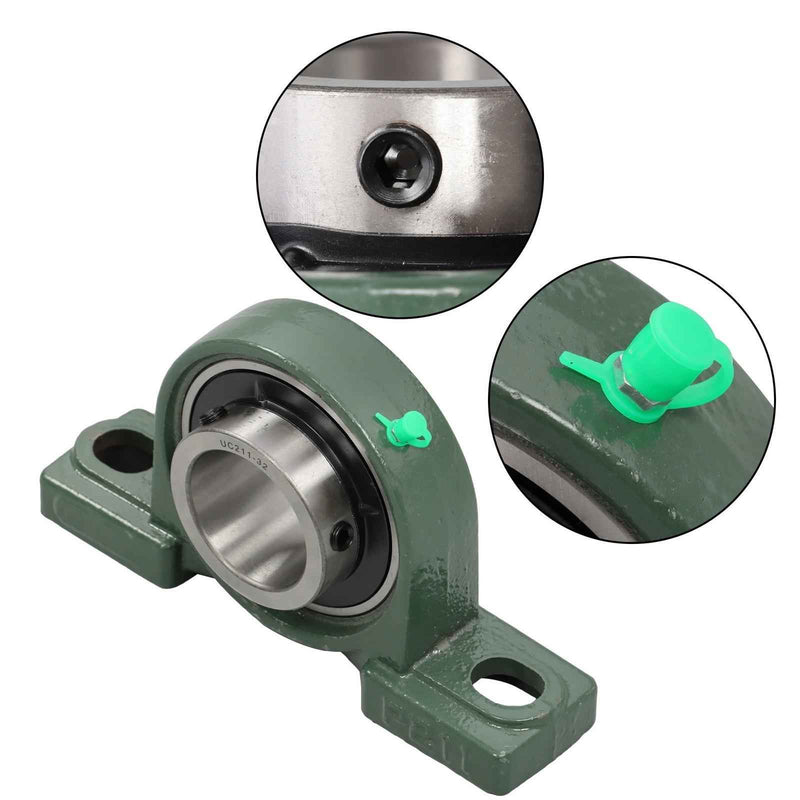 DURAFORCE New 2Pack UCP211-32 Pillow Block Bearing 2" Bore Self-Aligning Solid Base