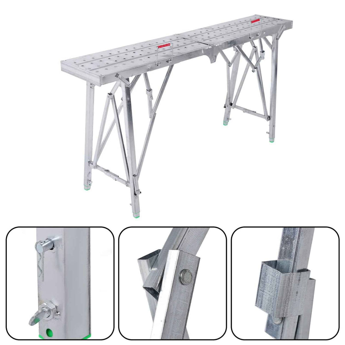 Folding Scaffolding, 1.6m Adjustable Lift Height Work Platform Scaffold ...