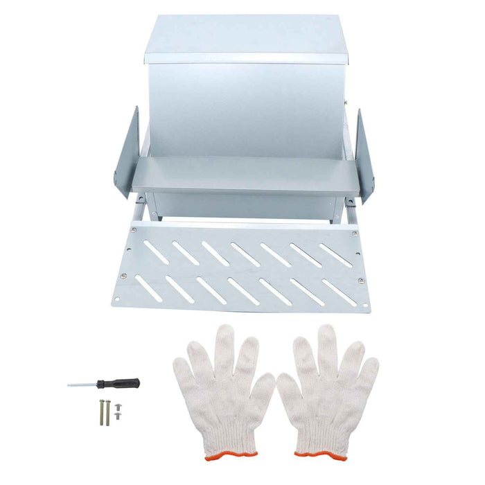 DURAFORCE Automatic Galvanized Steel Poultry Feeders Durable Materials W/ Weatherproof Lid