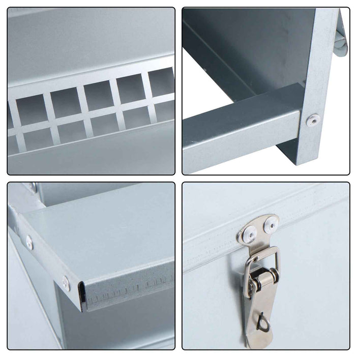 DURAFORCE Automatic Galvanized Steel Poultry Feeders Durable Materials W/ Weatherproof Lid