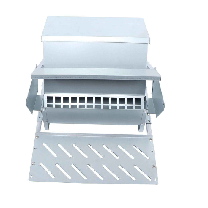 DURAFORCE Automatic Galvanized Steel Poultry Feeders Durable Materials W/ Weatherproof Lid