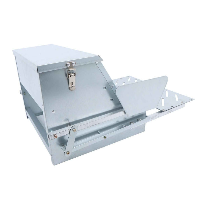 DURAFORCE Automatic Galvanized Steel Poultry Feeders Durable Materials W/ Weatherproof Lid