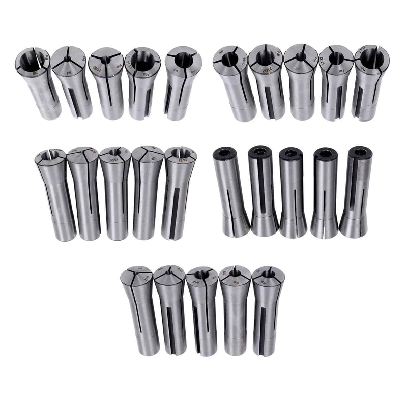 DURAFORCE New 25Pack Ultra Precision 1/8" To 7/8" R8 Round Collet Set Alloy Steel