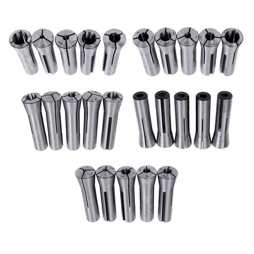 DURAFORCE New 25Pack Ultra Precision 1/8" To 7/8" R8 Round Collet Set Alloy Steel