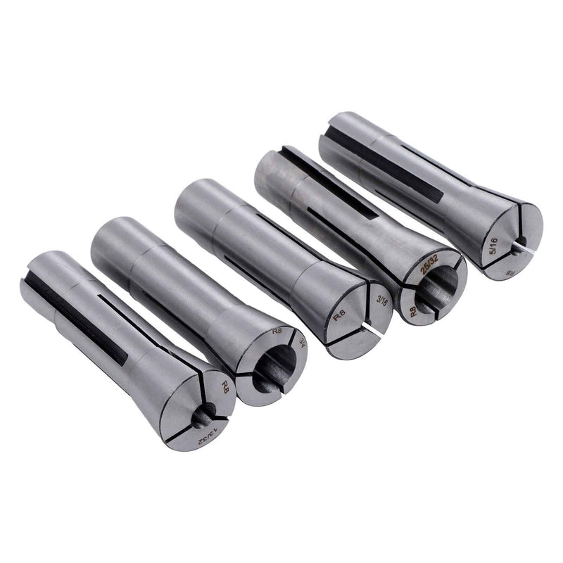 DURAFORCE New 25Pack Ultra Precision 1/8" To 7/8" R8 Round Collet Set Alloy Steel