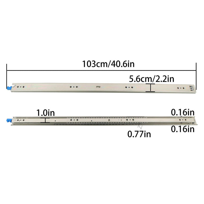 DURAFORCE 1 Pair Locking Drawer Slides 40 Inch Lock & Full Extension 250 lbs Load Capacity