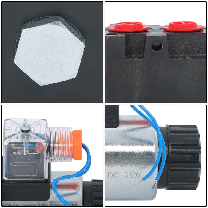 DURAFORCE Hydraulic 6 Port Solenoid Diverter Selector Valve 1/2"BSPP 12V DC 13gpm 50L US