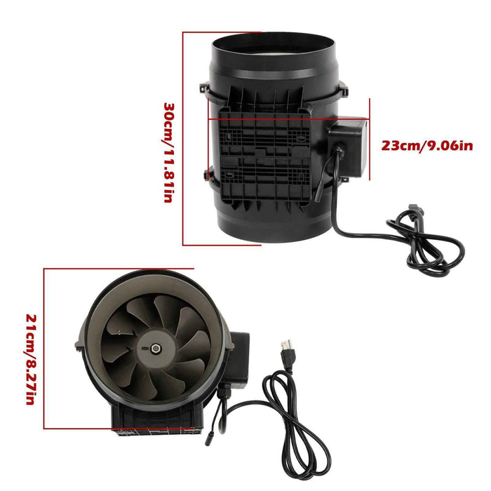 DURAFORCE 8-Inch Inline Duct Fan, 807 CFM with Temperature Humidity Controller EC-Motor