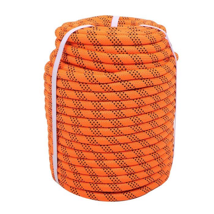 DURAFORCE 6500Lbs 1/2 In × 200 FT 48 Strand Polyester Braided Camping Rope Orange & Black