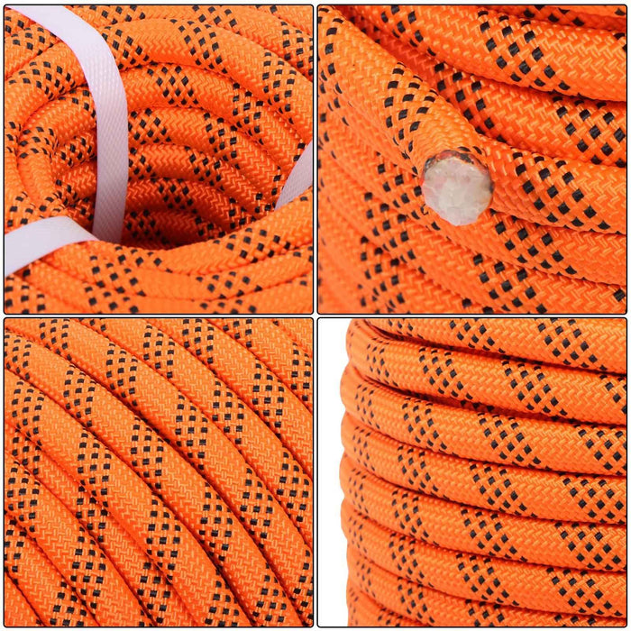DURAFORCE 6500Lbs 1/2 In × 200 FT 48 Strand Polyester Braided Camping Rope Orange & Black