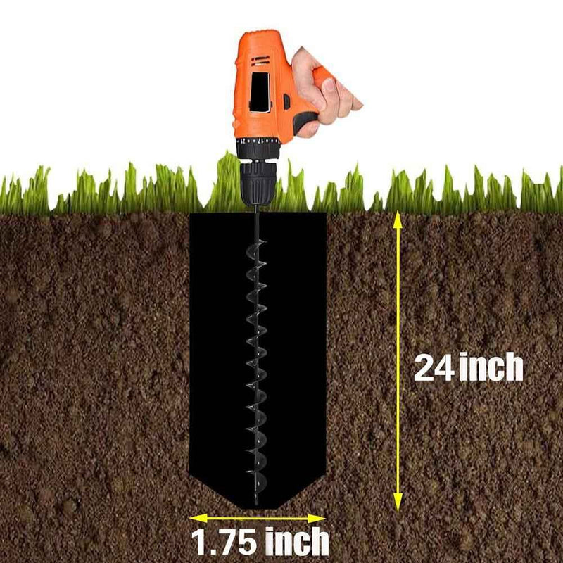 DURAFORCE 1.75" x 24" Auger Drill Bit Garden Plant Flower Bulb Rapid Planter Spiral