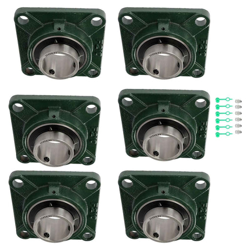 DURAFORCE New 6 Pack UCF210-32 4 Bolt Solid Base Pillow Block Flange Bearing 2" Bore