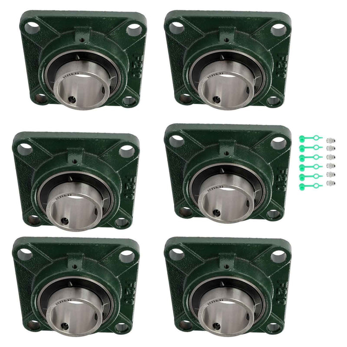 DURAFORCE New 6 Pack UCF210-32 4 Bolt Solid Base Pillow Block Flange Bearing 2" Bore