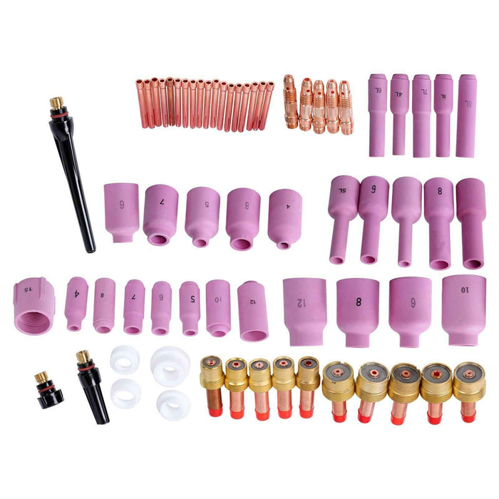 DURAFORCE New For WP-17/18/26 67Pcs TIG Welding Torch Stubby Gas Lens Ceramic Cups Kit