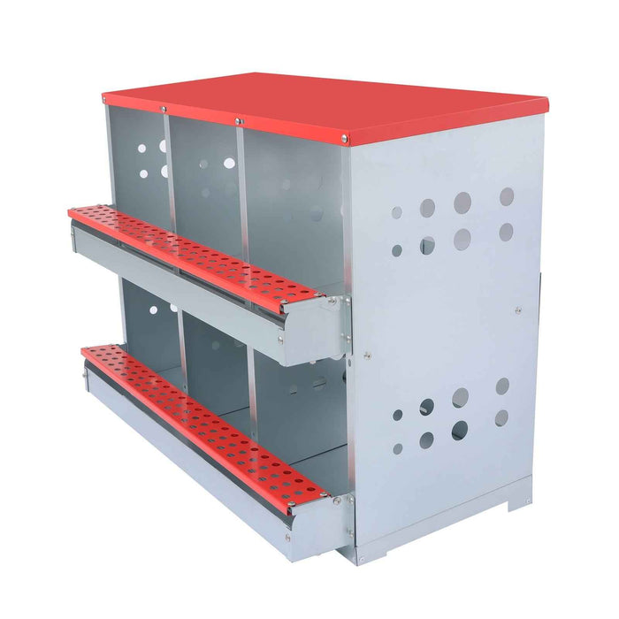 DURAFORCE Durable 6 Holes Chicken Nesting Box Hen Laying Nest Boxes Rollout Egg Collection