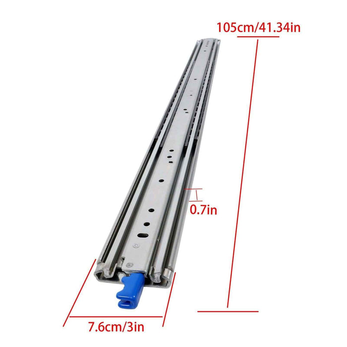 DURAFORCE 1 Pair Locking Drawer Slides 40 Inch Lock & Full Extension 500 lbs Load Capacity