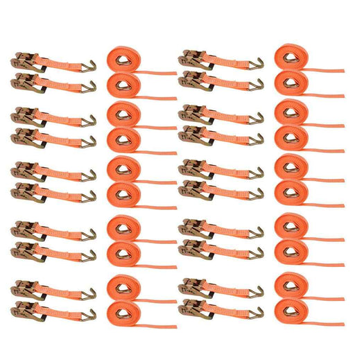 DURAFORCE 20 Pack 1.5" × 15' Polyester Ratchet Tie Down Straps J Hooks Heavy Duty 4000 LBS