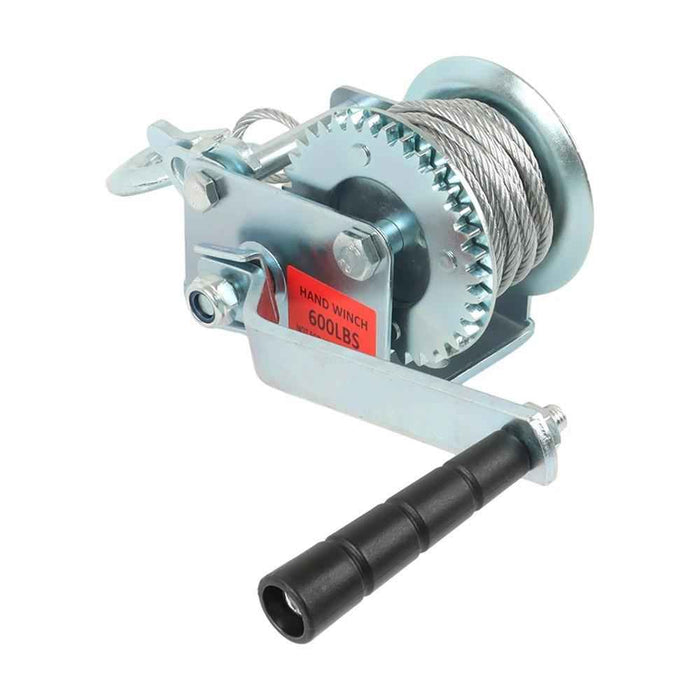 DURAFORCE 600 lbs Heavy Duty Steel Cable Crank Gear Hand Winch ATV Boat Trailer