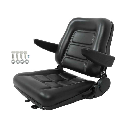 DURAFORCE Universal Foldable Forklift Seat PVC Tractor Seat Adjustable Back & Armrest