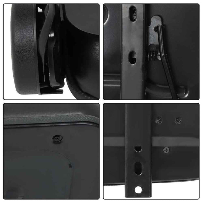 DURAFORCE Universal Foldable Forklift Seat PVC Tractor Seat Adjustable Back & Armrest