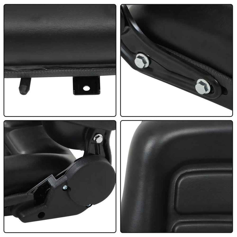 DURAFORCE Universal Foldable Forklift Seat PVC Tractor Seat Adjustable Back & Armrest