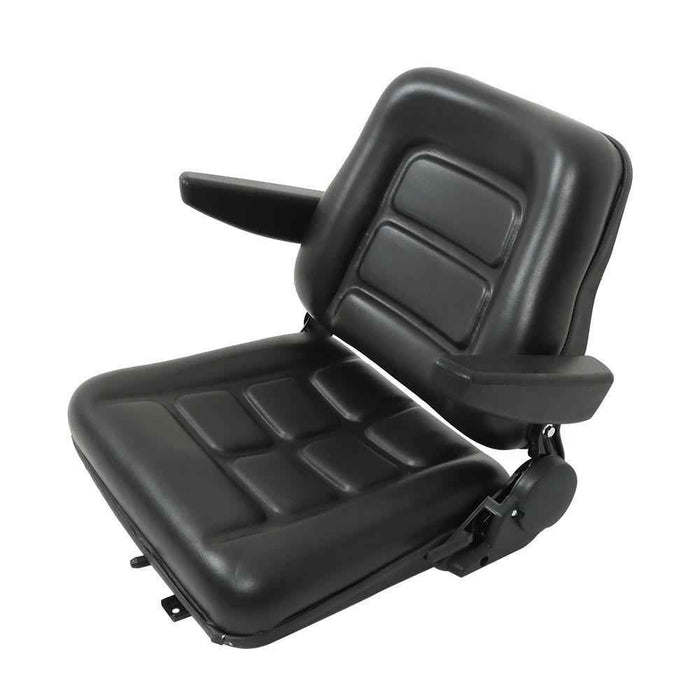 DURAFORCE Universal Foldable Forklift Seat PVC Tractor Seat Adjustable Back & Armrest