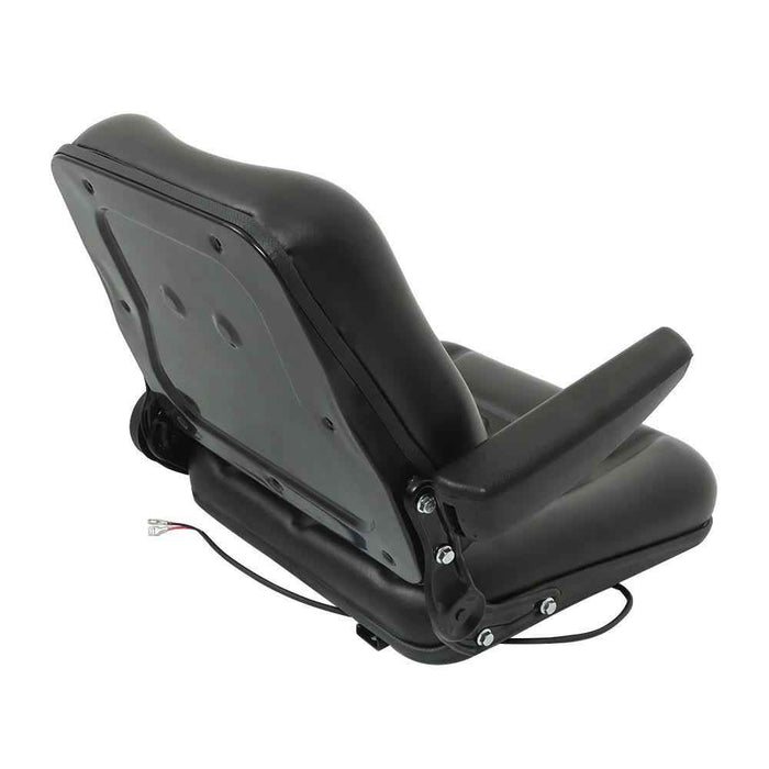 DURAFORCE Universal Foldable Forklift Seat PVC Tractor Seat Adjustable Back & Armrest