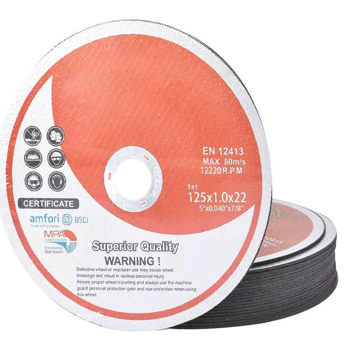 DURAFORCE 100 Pack Cut-off Wheel Metal & Stainless Steel Cutting Discs 5" × 0.040" × 7/8"