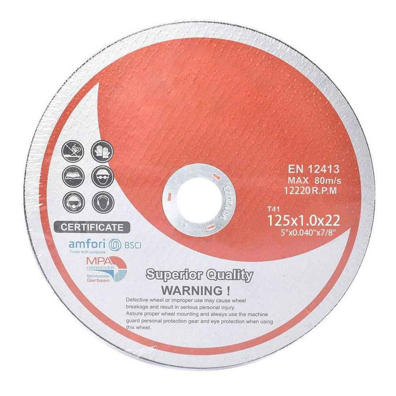 DURAFORCE 100 Pack Cut-off Wheel Metal & Stainless Steel Cutting Discs 5" × 0.040" × 7/8"