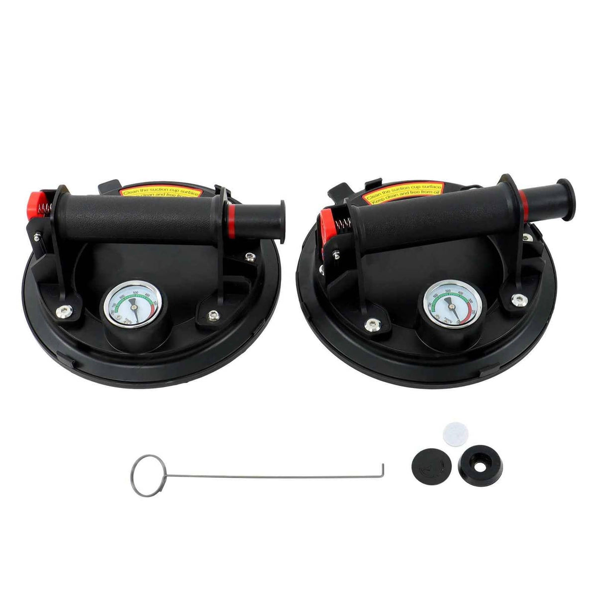 2 Pack 8 Inch Glass Suction Cups 440lbs Load Capacity & Pressure Gauge ...