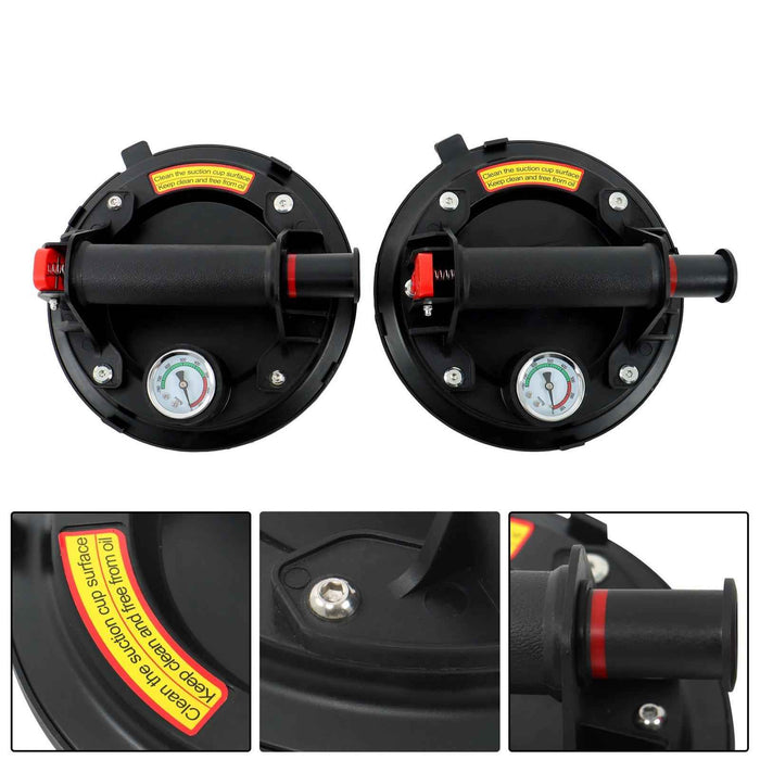DURAFORCE 2 Pack 8 Inch Glass Suction Cups 440lbs Load Capacity & Pressure Gauge