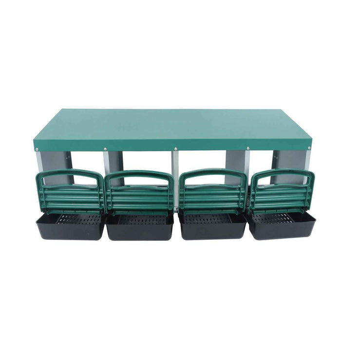 DURAFORCE 4 Hole Easy To Install Chicken Nesting Boxes Chicken Egg Laying Box W/ Perch