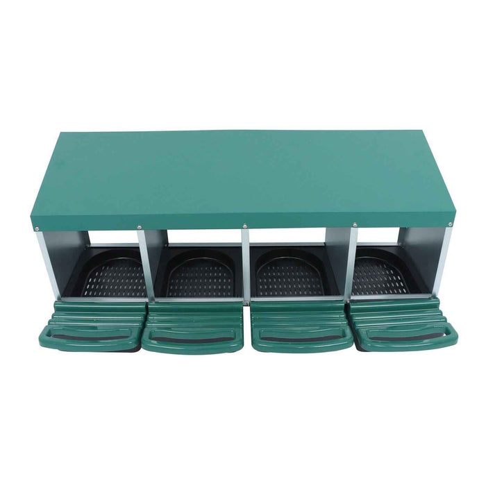 DURAFORCE 4 Hole Easy To Install Chicken Nesting Boxes Chicken Egg Laying Box W/ Perch