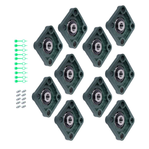 DURAFORCE New 10Pcs 1/2" Bore 4 Bolt Solid Base UCF201-8 Pillow Block Flange Bearing