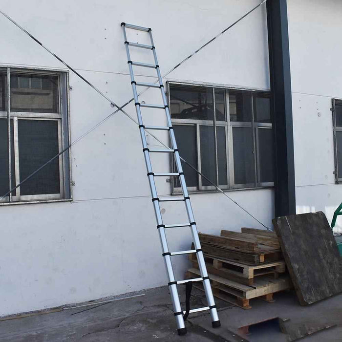 DURAFORCE 10.5FT Step Ladder Aluminum Telescoping Extension Multi-Purpose Ladder