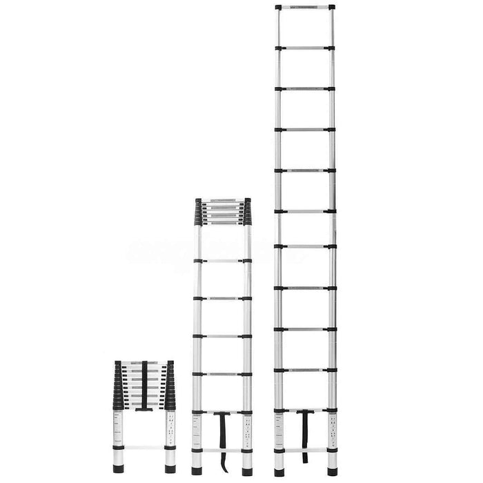 DURAFORCE 10.5FT Step Ladder Aluminum Telescoping Extension Multi-Purpose Ladder