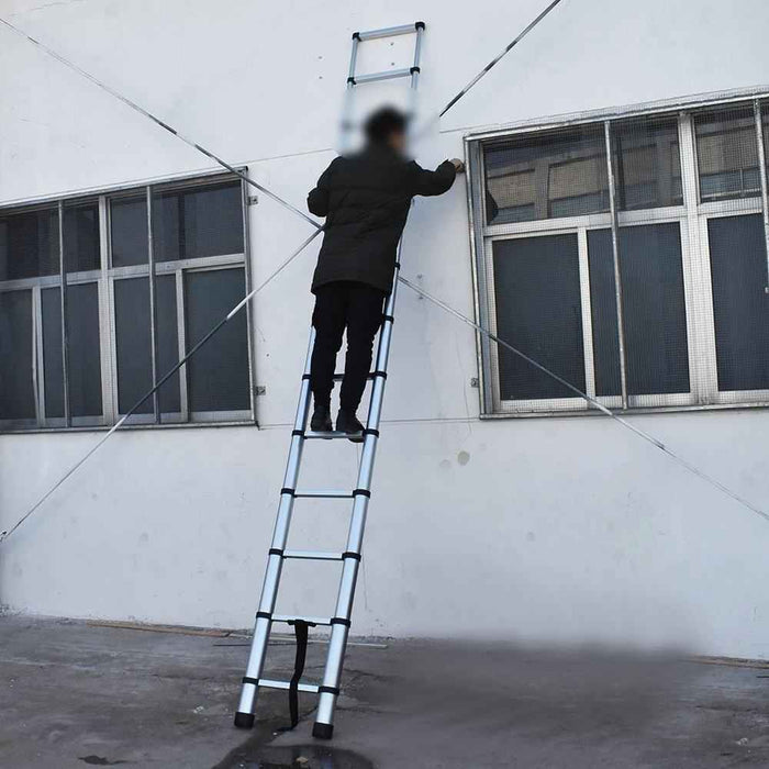 DURAFORCE 10.5FT Step Ladder Aluminum Telescoping Extension Multi-Purpose Ladder