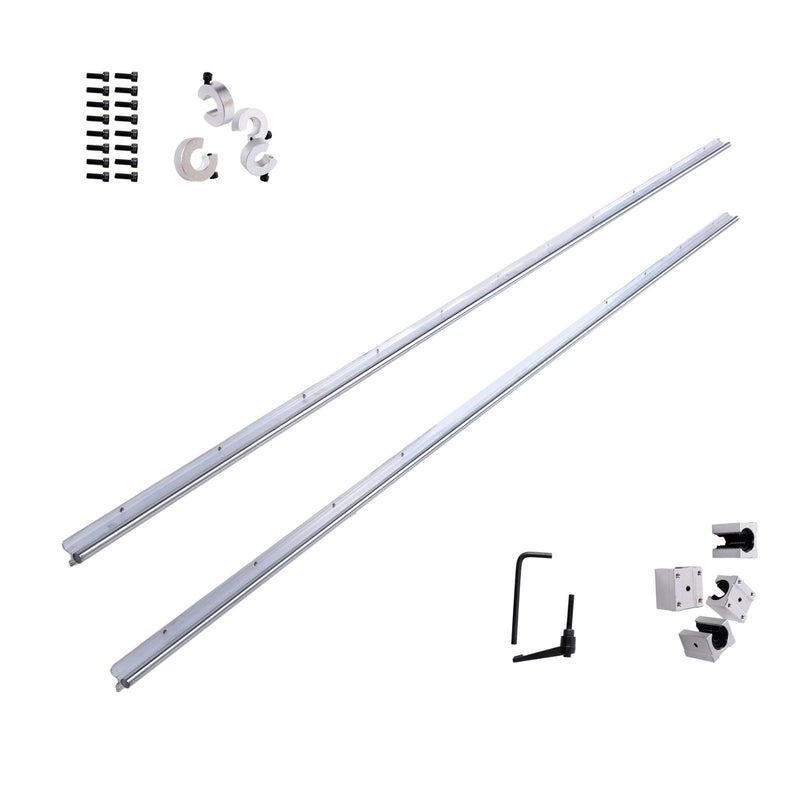 DURAFORCE Linear Rails 2Pcs SBR16-2200mm & 4× SBR16UU Bearing Blocks & 4× Fixing Rings