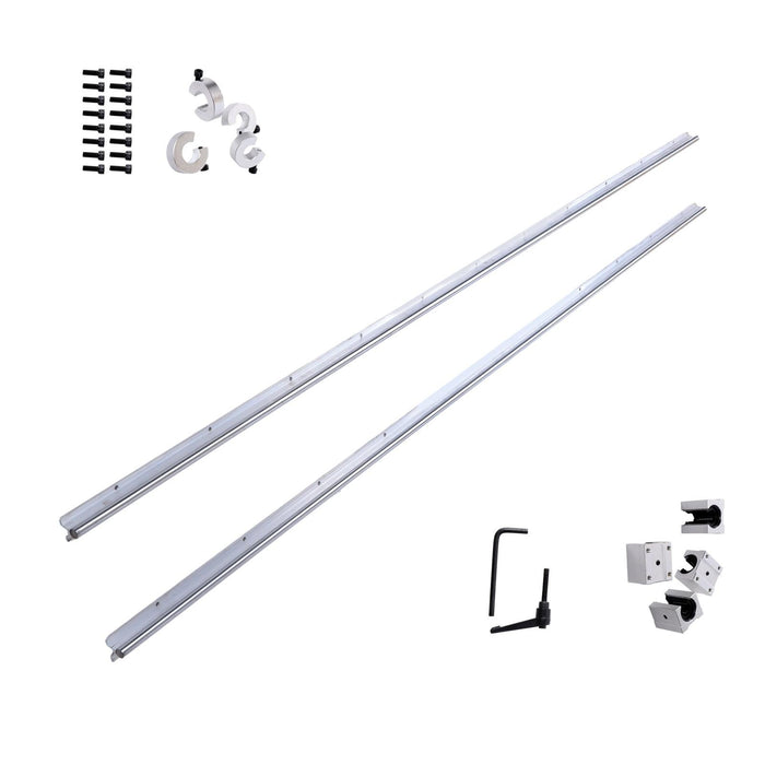 DURAFORCE Linear Rails 2Pcs SBR16-2200mm & 4× SBR16UU Bearing Blocks & 4× Fixing Rings