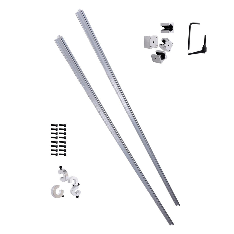 DURAFORCE Linear Rails 2Pcs SBR16-2200mm & 4× SBR16UU Bearing Blocks & 4× Fixing Rings