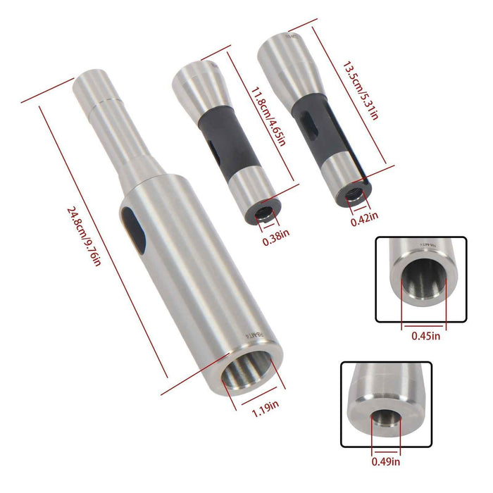 DURAFORCE Versatile 4 Pack Set Steel Contains R8 Shank to Morse Taper MT1, MT2, MT3 & MT4