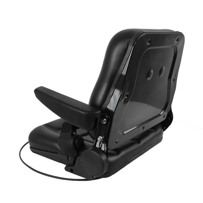 DURAFORCE Black Forklift Seat Universal PVC Tractor Seat W/ Armrests Seat Belt Seat Switch