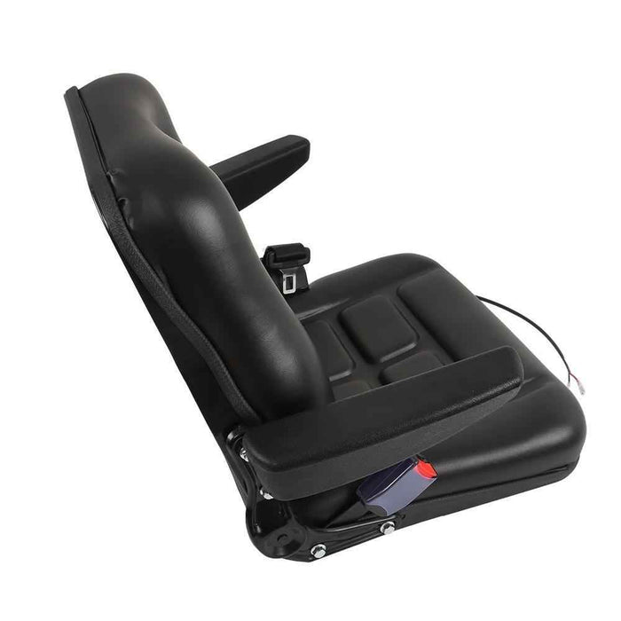 DURAFORCE Black Forklift Seat Universal PVC Tractor Seat W/ Armrests Seat Belt Seat Switch