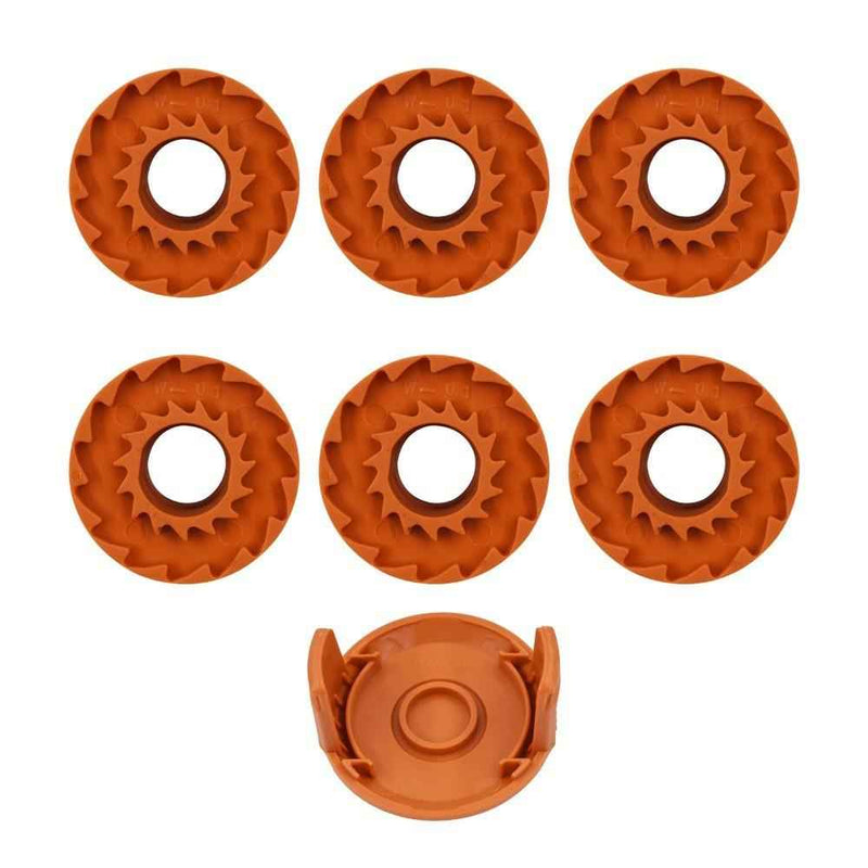 DURAFORCE 6 Pcs For WORX WA0010 Replacement Spool Line With 1 Pack Spool Cap Cover