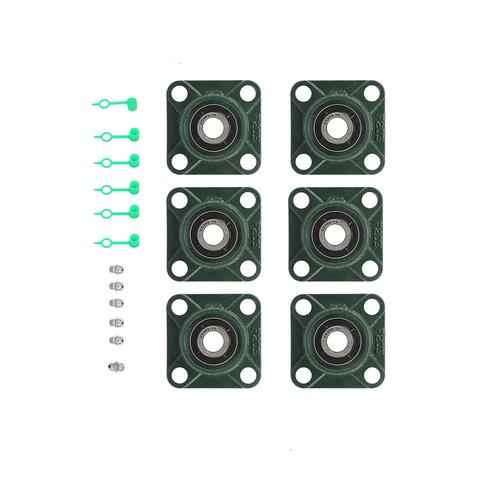 DURAFORCE New 6Pcs 1/2" Bore 4 Bolt Solid Base UCF201-8 Pillow Block Flange Bearing