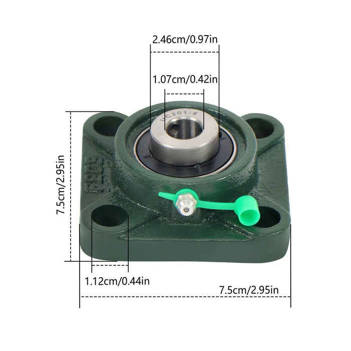 DURAFORCE New 6Pcs 1/2" Bore 4 Bolt Solid Base UCF201-8 Pillow Block Flange Bearing