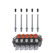 DURAFORCE Double Acting 11 GPM, SAE Ports 5 Spool Hydraulic Monoblock Control Valve