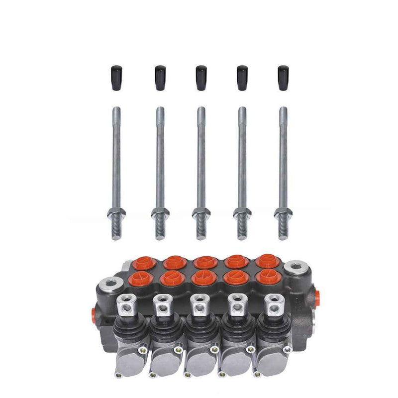 DURAFORCE Double Acting 11 GPM, SAE Ports 5 Spool Hydraulic Monoblock Control Valve