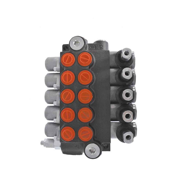 DURAFORCE Double Acting 11 GPM, SAE Ports 5 Spool Hydraulic Monoblock Control Valve