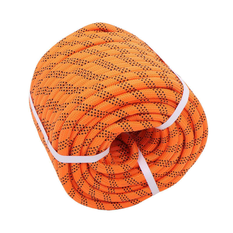DURAFORCE Orange & Black Polyester Braided Camping Rope 1/2In × 150FT 48 Strand 6500Lbs